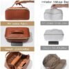 OTTOLTIL 2023 New Travel Makeup Bag, Large Capacity Cosmetic Bag, Portable PU Leather Waterproof Travel Makeup Bag for Women, with Handle and Divider Flat Lay Makeup Organizer Bags(Brown) - Image 4
