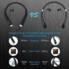 AMORNO Foldable Bluetooth Headphones, Wireless Neckband Sports Headset with Retractable Earbuds, Sweatproof Noise Cancelling Stereo Earphones with Mic (Black) - Image 5