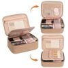 OCHEAL Makeup Bag, Cute Makeup Organizer Bag Potable Make up Bag for Toiletry Cosmetics Accessories with Divider and Brushes Compartments, Makeup Travel Case - Beige Apricot - Image 5