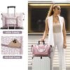 WOOMADA Foldable Travel Duffel Bag, Weekender Bags for Women, Tote Bag with Expandable Space, Carry on bags for airplanes with Wet Pocket & Trolley Sleeve, Gym Bag for Women (pink leopard) - Image 5