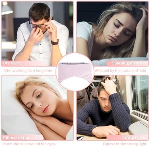 Double Sided Large Covers Sleep Eye Mask Ice Wire Sound-Proof Sleep Mask Warm and Cool Double Sided for Women Men Sleeping (Pink) - Image 2