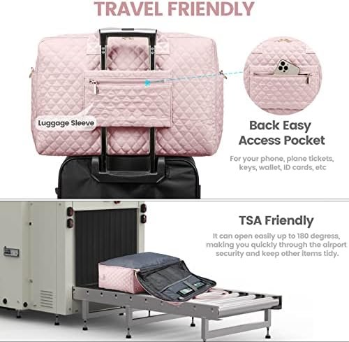 LOVEVOOK Travel Duffle Bag, Weekender Bag for Women with Toiletry Bag, Carry on Overnight Bag with Laptop Compartment for Yoga, Gym with Wet Pocket, Shoe Bag, Hospital Bag for Labor and Delivery, Pink - Image 4