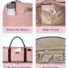 Travel Duffle Bag, BAGSMART 45L Large Carry On Bag Weekender Overnight Bag for Men Women with Shoes Compartment & Wet Pocket, Pink - Image 5
