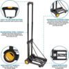 Mount-It! Folding Luggage Cart and Dolly | 77 Lb Capacity | Portable Lightweight Luggage Trolley Cart with Telescoping Handle and 4 Rubber Wheels | Steel Frame - Image 3