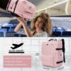 Travel 17" Laptop backpack personal item size,TSA Friendly Carry-on Backpack Airline Approved Women Men,Waterproof Durable Business Backpack with USB Charging Port,Weekend backpack-Pink - Image 5