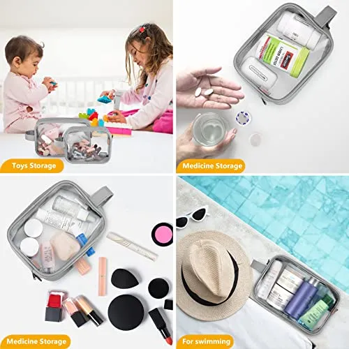 GAGAKU 2pcs Clear Toiletry Bag TSA Approved Travel Toiletry Bags Liquid Bag with Handle Strap, Waterproof Transparent Makeup Cosmetic Bags for Women Men - Gray - Image 6