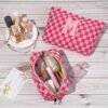 SOIDRAM 2PCS Initial Makeup Bag Personalized Cosmetic Bag Preppy Makeup Pouch Checkered Letter Patch Makeup Bag Makeup Brushes Aesthetic Accessories Storage Bag for Women (Letter M) - Image 7