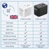 Universal Travel Adapter with USB C PD 30W Fast Charging, BOKHOM International Travel Adapter with 3 USB C and 2 USB-A, Dual 10A Fuses Travel Adapter Worldwide Travel Charger for EU UK US AU - Image 2