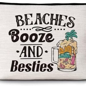chanuan Beach Gifts, Beaches And Besties Makeup Bag, Beach Gifts For Women Teen Girls Beach Lovers Besties Friends, Summer Vacation Cosmetic Bag Travel Pouch (f22)