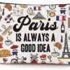 Paris Travel Gift Cosmetic Bag Paris Lover Gifts Makeup Bag Paris City Skyline Themed Gifts for Paris Traveller Women Friends Sister Birthday Christmas Bachelorette Party Favors Girls Trip Gifts