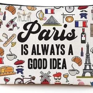 Paris Travel Gift Cosmetic Bag Paris Lover Gifts Makeup Bag Paris City Skyline Themed Gifts for Paris Traveller Women Friends Sister Birthday Christmas Bachelorette Party Favors Girls Trip Gifts