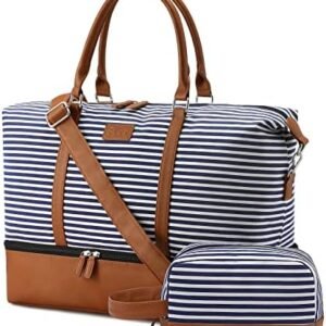 Sucipi Weekender Bags for Women Canvas Travel Duffle Bag with Shoe Compartment Overnight Bag Carry on Gym Duffel with Toiletry Bag for Traveling Weekend Hospital Bags for Labor and Delivery