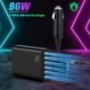 Multi Ports USB Car Charger, 96W 6 Port QC3.0 Fast Adapter Multiple Ports, with Four Quick Charge 3.0 Port, 12V-24V Multi Device Cigarette Lighter for Smart Phone & Tablets Charging - Image 2