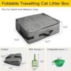 Portable Cat Travel Litter Box with Lid, No Smell, Leak-Proof Collapsible Travel Litter Box Set for Cat, Easy to Carry, Easy to Use in Hotels and Car (M,Gray) - Image 2