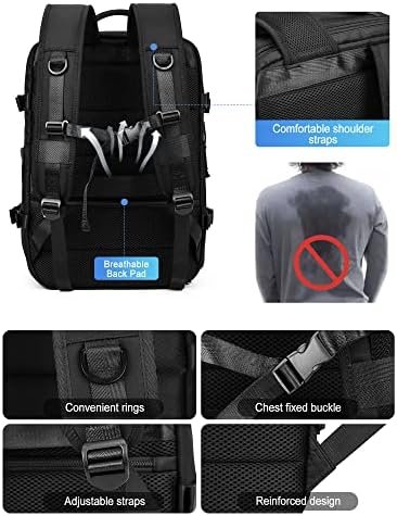 VGCUB Large Travel Backpack Bag for Women Men,Carry on Backpack,17 Inch Laptop Business Work Waterproof Backpack with Laptop Compartment,Person Item Flight Approved,Mochila de Viaje,Black Expandable - Image 8