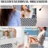 3Pcs Checkered Makeup Bag for Women Large Medium Small Blue Cosmetic Bag Set Travel Makeup Pouch for Purse Zipper Toiletry Organizer Cute Kawaii Aesthetic Trendy Travel Essentials Accessories - Image 3