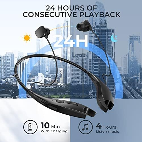 Neckband Bluetooth Headphones, Around The Neck Headphones 24H+ Playtime, Bluetooth Headsets with Call Vibration, Shark Jaw Design Wireless Earbuds+Noise Isolation/Built-in Mic/IPX7 Waterproof - Image 3