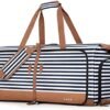 Lekesky Travel Duffel Bag Bag for Women 80L Large Duffel Bag Foldable Weekender Bag with Shoes Compartment, Blue Stripes