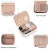 OCHEAL Makeup Bag, Cute Makeup Organizer Bag Potable Make up Bag for Toiletry Cosmetics Accessories with Divider and Brushes Compartments, Travel Case for Women Girls- Beige White - Image 4