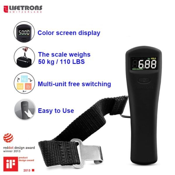 Lifetrons Portable Luggage Scale Digital Color Display Scale Travel Scales Suitcase Scale,Black - Image 2