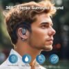 ZIHNIC Open-Ear Wireless Bluetooth Headphones with Mic, Comfortable Ear Hooks, 28H Battery, IPX5 Waterproof, Compatible with Phone, Android Phone-Black - Image 4