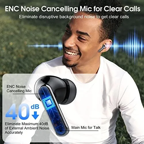 Wireless Earbuds, 2023 Bluetooth 5.3 Headphones HiFi Stereo, 40H Playtime in-Ear Earbud, Bluetooth Earbuds with LED Power Display, IP7 Waterproof Wireless Earphones Sport Headset for Android iOS - Image 2