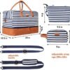 Oflamn Weekender Overnight Bag for Women with Shoe Compartment, Travel Duffle Bag Set with Hand Tote Bag & Toiletry Bag (Blue Stripes) - Image 6