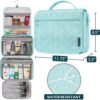 PAVILIA Hanging Toiletry Bag Women Men, Foldable Cosmetic Organizer Travel Bag, Water Resistant Makeup Bag Toiletries, Large Travel Essentials Kit (Teal Chevron) - Image 2