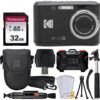 Kodak PIXPRO FZ45 Digital Camera, 32GB Memory Card, Point and Shoot Camera Case, Extendable Monopod, Lens Cleaning Pen, LCD Screen Protectors, Table Top Tripod – Ultimate Bundle (Black)