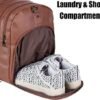 Duffel Backpack with Shoe Pouch, Waterproof Sports Duffel Bags Gym Bag Backpack Overnight Bag Carry on Bag Weekender Bag for Men Women-Brown - Image 6
