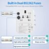 Universal Travel Adapter with USB C PD 30W Fast Charging, BOKHOM International Travel Adapter with 3 USB C and 2 USB-A, Dual 10A Fuses Travel Adapter Worldwide Travel Charger for EU UK US AU - Image 6