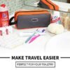 GOX Small Travel Toiletry Bag, Dopp Kit Case For Men, Multifunction Organizer Pouch (Grey/Orange) - Image 2