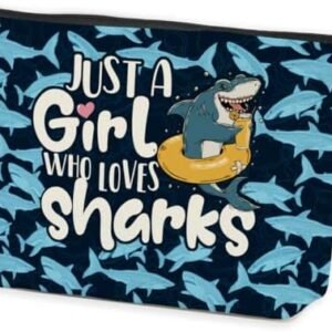 Shark Makeup Bag, Shark Stuff, Shark Themed Gifts, Animal Lover Gifts, Shark Gifts for Shark Lovers Women Girl Sister Daughter Friend Graduation Friendship Birthday, Cosmetic Bag Travel Toiletry Bag
