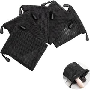 patu Mini Drawstring Mesh Bags, 4" x 5", Size S / A7, 5 Pieces, Beauty Makeup Lipstick Cosmetic Accessories Organizer, Small Travel Kit Storage Nylon Pouch, Black