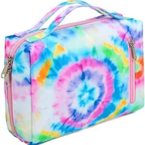 Bluboon Toiletry Bag Travel Makeup Bag Portable Cosmetic Bag Organizer for Women and Girls (Tie Dye Blue)