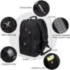SHRRADOO Extra Large 52L Travel Laptop Backpack with USB Charging Port, College Backpack Airline Approved Business Work Bag Fit 17 Inch Laptops for Men Women,Black - Image 3
