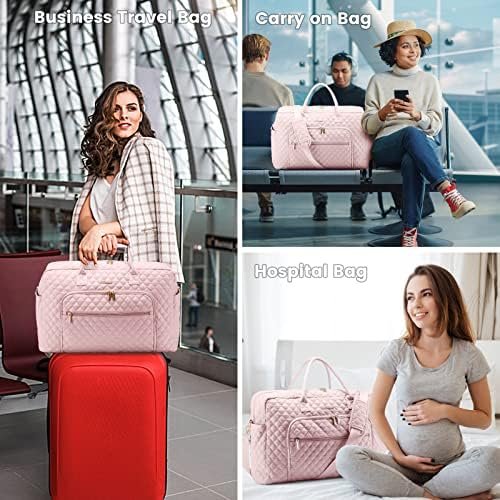LOVEVOOK Travel Duffle Bag, Weekender Bag for Women with Toiletry Bag, Carry on Overnight Bag with Laptop Compartment for Yoga, Gym with Wet Pocket, Shoe Bag, Hospital Bag for Labor and Delivery, Pink - Image 6