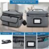 LEIKOLL Medicine Storage Bag, Pill Bottle Organizer with Shoulder Strap, Travel Medicine Organizer Box, First Aid Kit with Portable Small Bag, Medication Bottle Organizer Empty Grey - Image 4