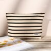 2 Pieces Makeup Bag Large Stripe Cosmetic Bag Black White Capacity Canvas Travel Toiletry Bag Organizer Cute Makeup Brushes Aesthetic Accessories Storage Bag for Women - Image 8