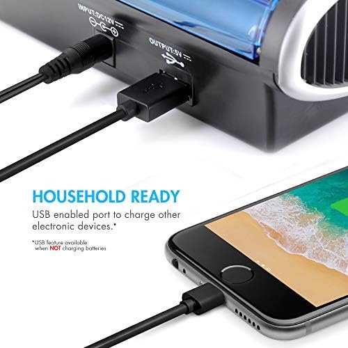Tenergy Smart Battery Charger for NIMH/NICD AA/AAA/C/D/9V Batteries, LCD Universal Rechargeable Battery Charger with Automatic Charge/Discharge Function & 5V USB Port for Digital Devices - Image 6