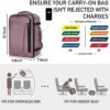 ECOHUB Travel Backpack 16'' Personal Item Backpack with 13 Pockets Carry on Bags for Airplanes Travel bags for Women Men Airlines Approved Small Backpack with USB Port Casual Daypack Pink - Image 9