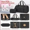 Gym Bag for Women, 40L Duffle Bag with Toiletry Bag Waterproof Weekender Carry On Bag with Shoe Compartment & Wet Pocket for Sports Yoga Travel, Black - Image 6