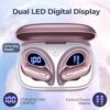 Wireless Earbuds Bluetooth 5.3 Headphones 90 Hrs Playtime Ear buds with Wireless Charging Case Power Display Over-ear Earphones with Earhooks Waterproof Stereo Headset for Android phone Workout Pink - Image 2