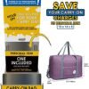 Narwey For Spirit Airlines Foldable Travel Duffel Bag Tote Carry on Luggage Sport Duffle Weekender Overnight for Women and Girls (3112 Purple ( with Shoulder Strap)) - Image 2
