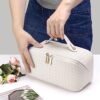 ALEXTINA Large Capacity Travel Cosmetic Bag - Portable Makeup Bags for Women Waterproof PU Leather Checkered Makeup Organizer Bag with Dividers and Handle,Toiletry Bag for Cosmetics - Image 7