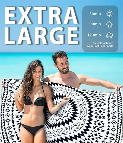 Sand Free Microfiber Beach Towels for Adults – Quick Fast Dry Travel Swim Pool Camping Essentials Beach Oversized Accessories Resistant Lightweight Compact Packable Must Haves Items Gifts Family Circl - Image 4