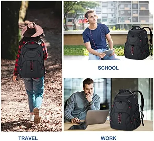 VANKEAN 17.3'' Travel Laptop Backpack TSA Friendly, Water Resistant Anti Theft Extra Large College Backpacks with RFID Pockets, USB Port for Men Women Business Work Bag, Black - Image 6