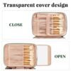 OCHEAL Makeup Bag,Large Travel Makeup Bag Organizer Cosmetic Bags for Women Washable Make Up Bag Makeup Organizer Case with Dividers - Large,Embossed Rhombus Green - Image 5