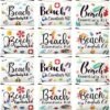 Chunful 12 Pcs Beach Makeup Bag Summer Beach Themes Cosmetic Bag Bulk Portable Essentials Kit Survival Kit Bag Flamingo Palm Leaves Cosmetic Pouch with Zipper for Women Travel Accessories (Beach)