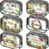 Capoda 6 Pcs Hawaiian Clear Toiletry Bags Transparent Aloha Cosmetic Bag Hello Summer Makeup Bag Waterproof PVC Tiki Beach Travel Pouch for Men Women Business Bathroom Organizer, 6 Styles